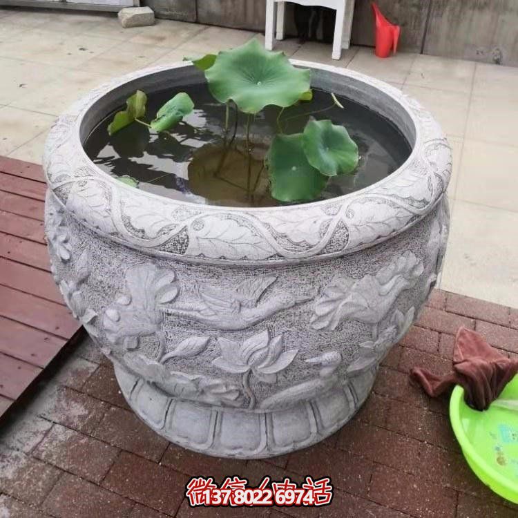 精美絕倫，濃濃古典風(fēng)情歐式別墅大理石浮雕魚缸擺件