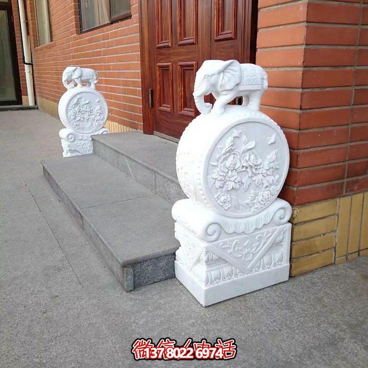 浪漫經典，精致雕刻吉祥小象抱鼓石