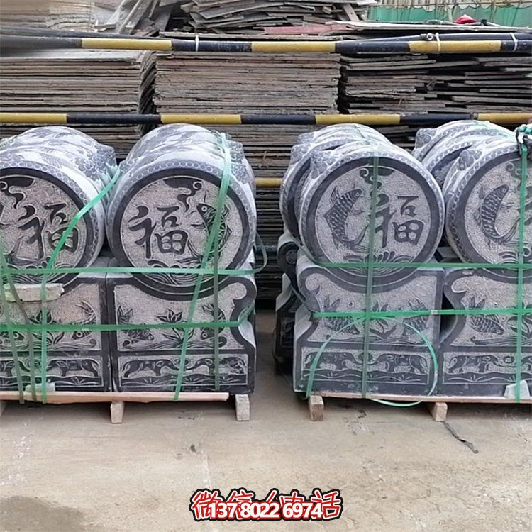 青石仿古門(mén)墩庭院抱石雕鼓