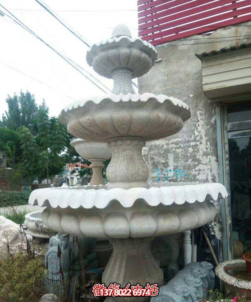 精美多層石雕景觀噴泉，打造完美公園