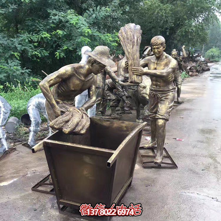 中國(guó)民俗——打麥子、勞動(dòng)、人物雕塑