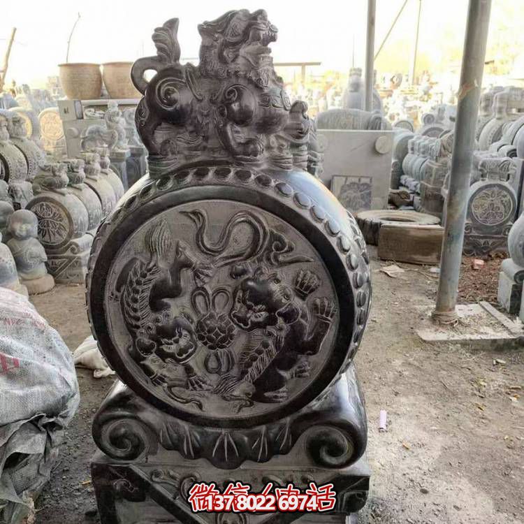 仿古青石石雕抱鼓雕塑，裝點(diǎn)庭院門口