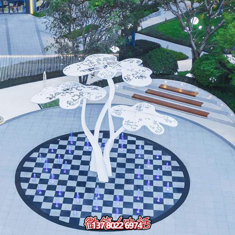 現(xiàn)代風格不銹鋼鏤空樹雕塑景觀裝置