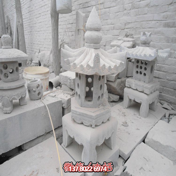 精美石燈鏤空大理石裝飾擺件，點(diǎn)亮你的漢白玉庭院