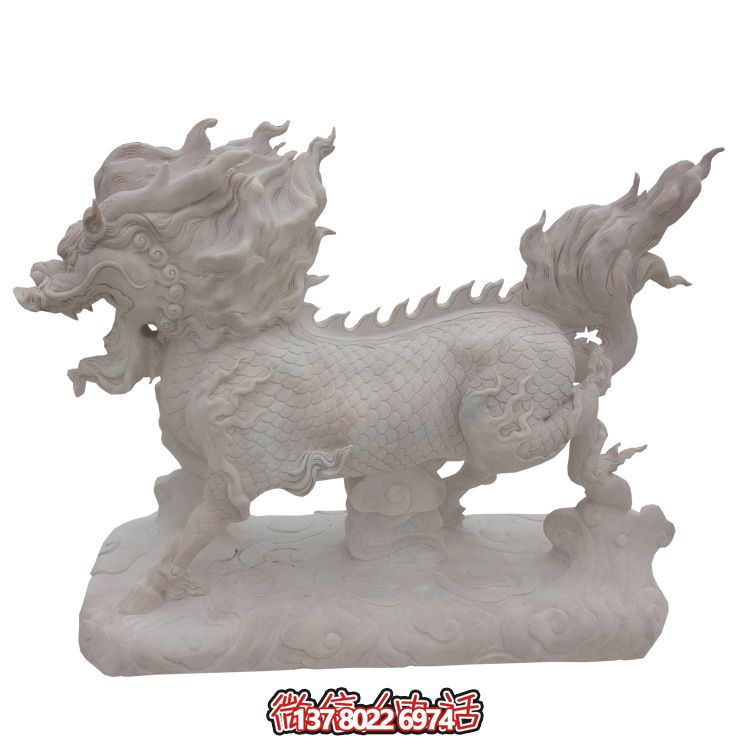 傳承漢白玉石雕麒麟雕塑，美化景區(qū)戶外環(huán)境