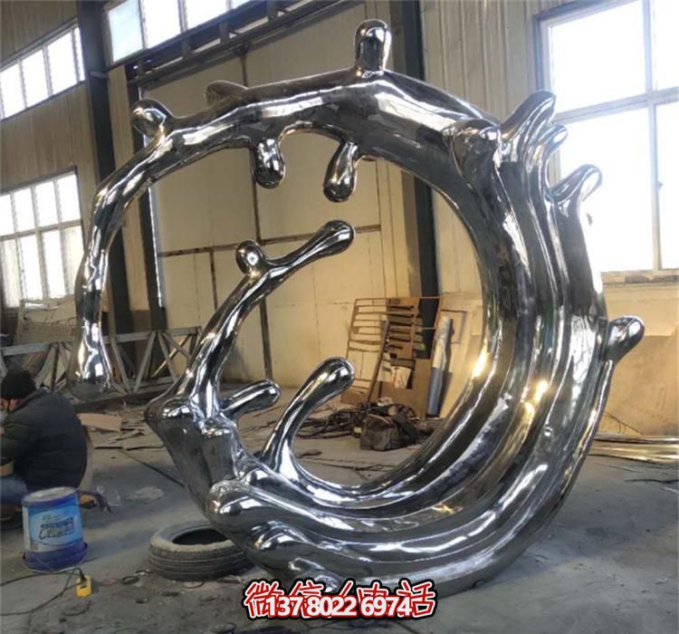不銹鋼海浪雕塑，鏡面裝飾公園