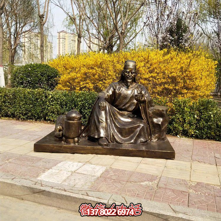 茶圣陸羽雕塑，玻璃鋼仿銅歷史名人情景雕塑